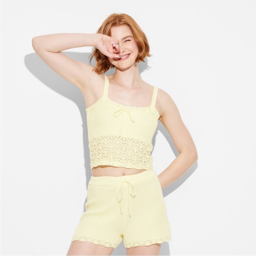Set! Women's Tank Sweater and pull on Shorts - Wild Fable™ Yellow M NWT